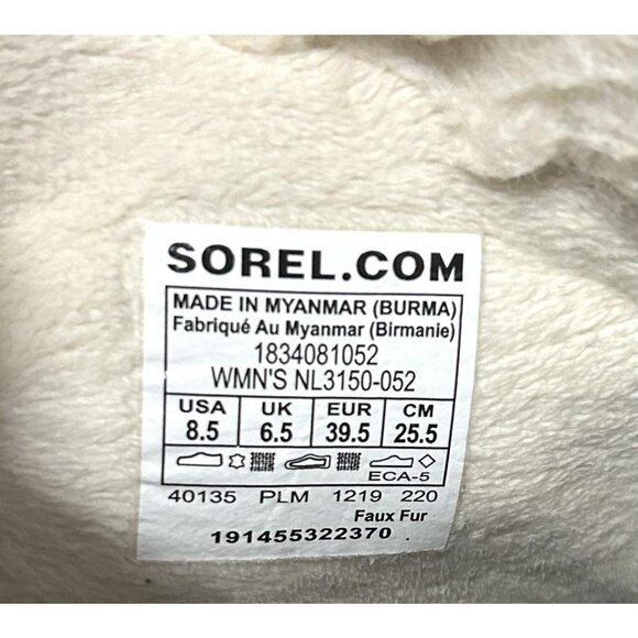 Sorel Out N About Boots Womens 8.5 Gray Tan Waterproof Duck Boot Faux Fur Sherpa - Picture 14 of 16